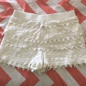 Ivory Lace Detail Shorts